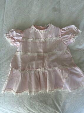 Pink Lace Trim Baby Dress